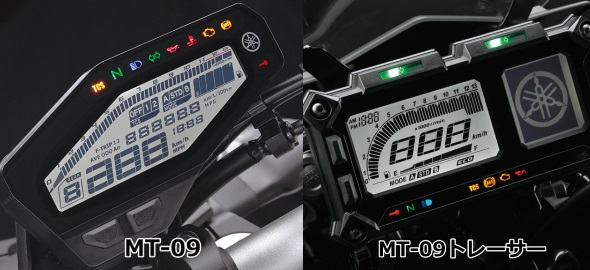 MT-09(型式 EBL-RN34J)とMT-09トレーサーABS(型式 EBL-RN36J)のメーターの違い