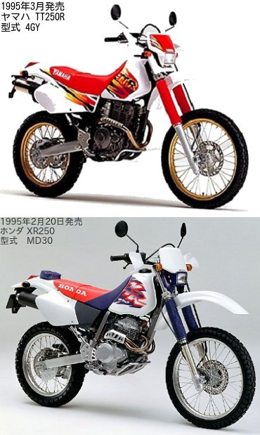 TT250RとXR250の違いを比較