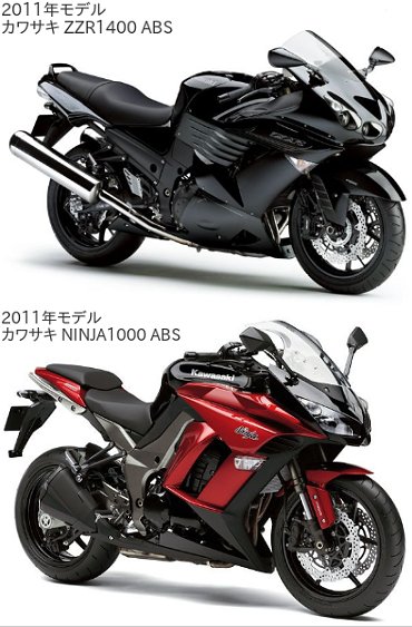2011年モデルのZZR1400とNINJA1000の違いを比較