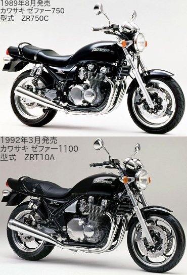 ゼファー750(ZR750C)とゼファー1100(ZRT10A)の違いを比較